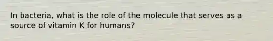 In bacteria, what is the role of the molecule that serves as a source of vitamin K for humans?