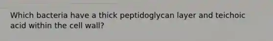 Which bacteria have a thick peptidoglycan layer and teichoic acid within the cell wall?