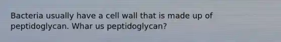 Bacteria usually have a cell wall that is made up of peptidoglycan. Whar us peptidoglycan?