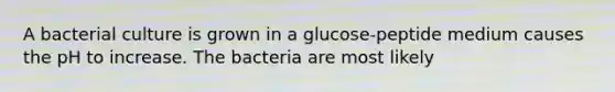 A bacterial culture is grown in a glucose-peptide medium causes the pH to increase. The bacteria are most likely