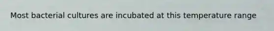 Most bacterial cultures are incubated at this temperature range