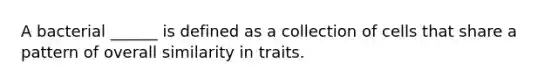 A bacterial ______ is defined as a collection of cells that share a pattern of overall similarity in traits.