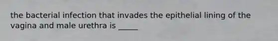 the bacterial infection that invades the epithelial lining of the vagina and male urethra is _____