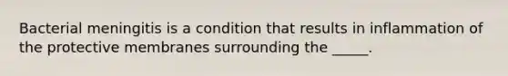 Bacterial meningitis is a condition that results in inflammation of the protective membranes surrounding the _____.