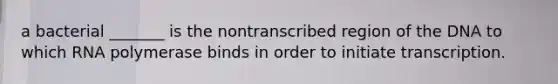 a bacterial _______ is the nontranscribed region of the DNA to which RNA polymerase binds in order to initiate transcription.