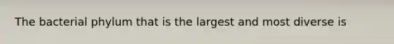 The bacterial phylum that is the largest and most diverse is
