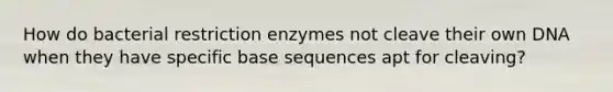 How do bacterial restriction enzymes not cleave their own DNA when they have specific base sequences apt for cleaving?