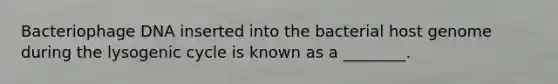 Bacteriophage DNA inserted into the bacterial host genome during the lysogenic cycle is known as a ________.