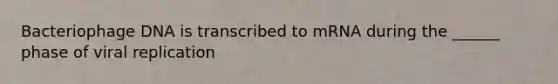 Bacteriophage DNA is transcribed to mRNA during the ______ phase of viral replication