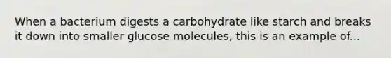 When a bacterium digests a carbohydrate like starch and breaks it down into smaller glucose molecules, this is an example of...