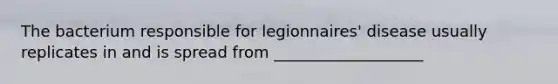 The bacterium responsible for legionnaires' disease usually replicates in and is spread from ___________________