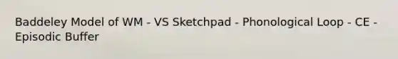 Baddeley Model of WM - VS Sketchpad - Phonological Loop - CE - Episodic Buffer