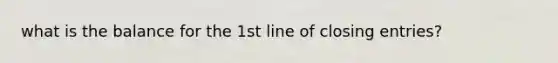 what is the balance for the 1st line of closing entries?