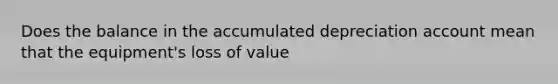 Does the balance in the accumulated depreciation account mean that the equipment's loss of value