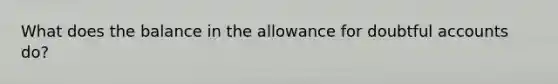 What does the balance in the allowance for doubtful accounts do?