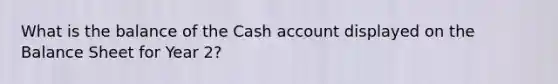 What is the balance of the Cash account displayed on the Balance Sheet for Year 2?