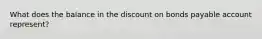 What does the balance in the discount on bonds payable account represent?