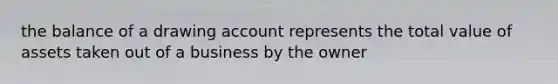 the balance of a drawing account represents the total value of assets taken out of a business by the owner