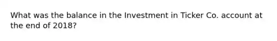 What was the balance in the Investment in Ticker Co. account at the end of 2018?