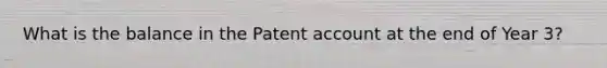 What is the balance in the Patent account at the end of Year 3?