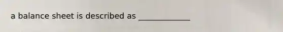 a balance sheet is described as _____________