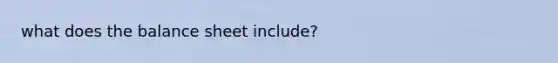 what does the balance sheet include?