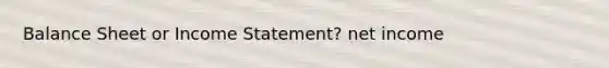 Balance Sheet or Income Statement? net income