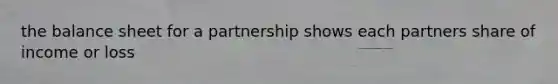 the balance sheet for a partnership shows each partners share of income or loss