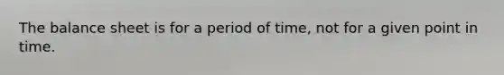 The balance sheet is for a period of time, not for a given point in time.