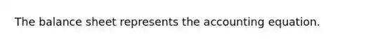 The balance sheet represents the accounting equation.