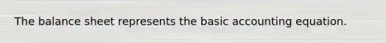 The balance sheet represents the basic accounting equation.