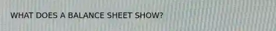 WHAT DOES A BALANCE SHEET SHOW?