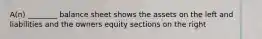 A(n) ________ balance sheet shows the assets on the left and liabilities and the owners equity sections on the right