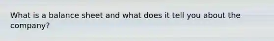 What is a balance sheet and what does it tell you about the company?