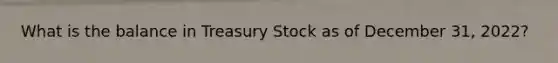 What is the balance in Treasury Stock as of December 31, 2022?