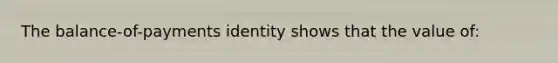 The balance-of-payments identity shows that the value of: