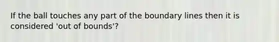 If the ball touches any part of the boundary lines then it is considered 'out of bounds'?