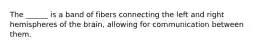 The ______ is a band of fibers connecting the left and right hemispheres of the brain, allowing for communication between them.