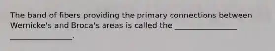 The band of fibers providing the primary connections between Wernicke's and Broca's areas is called the ________________ ________________.