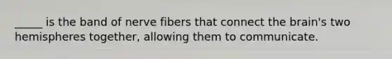 _____ is the band of nerve fibers that connect the brain's two hemispheres together, allowing them to communicate.