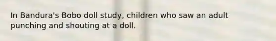 In Bandura's Bobo doll study, children who saw an adult punching and shouting at a doll.