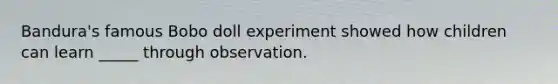 Bandura's famous Bobo doll experiment showed how children can learn _____ through observation.