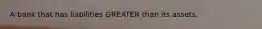 A bank that has liabilities GREATER than its assets.