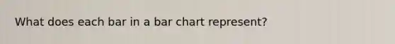 What does each bar in a <a href='https://www.questionai.com/knowledge/kdDMLVsZUp-bar-chart' class='anchor-knowledge'>bar chart</a> represent?