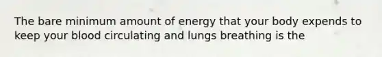 The bare minimum amount of energy that your body expends to keep your blood circulating and lungs breathing is the