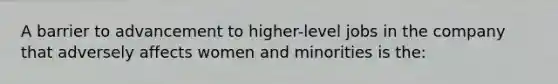 A barrier to advancement to higher-level jobs in the company that adversely affects women and minorities is the: