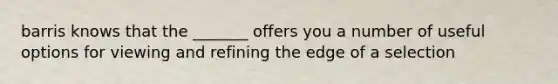 barris knows that the _______ offers you a number of useful options for viewing and refining the edge of a selection