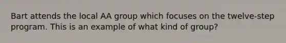 Bart attends the local AA group which focuses on the twelve-step program. This is an example of what kind of group?