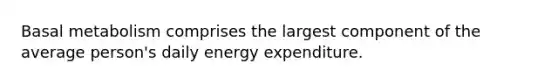 Basal metabolism comprises the largest component of the average person's daily energy expenditure.