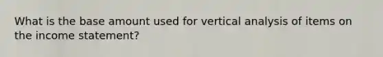 What is the base amount used for vertical analysis of items on the income statement?